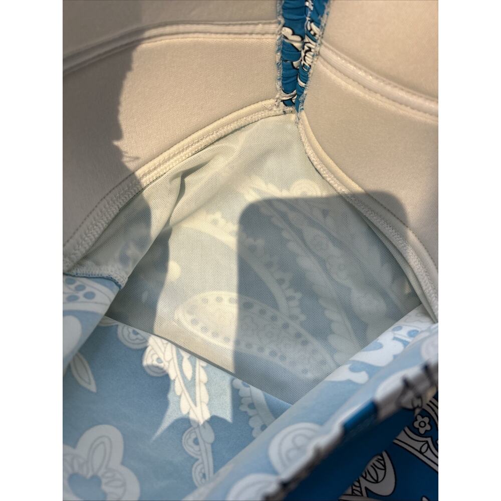 Tommy Bahama One Piece Swimsuit turq blue print pad top tummy control Size 6 - Picture 11 of 13